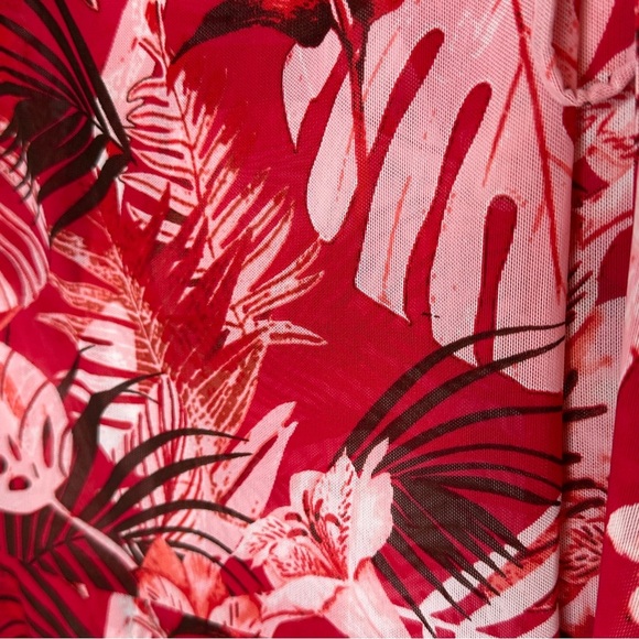 White House Black Market Size 2 Tropical‎ Wave Mesh MIDI Wrap Skirt NWT $120 - Picture 9 of 14